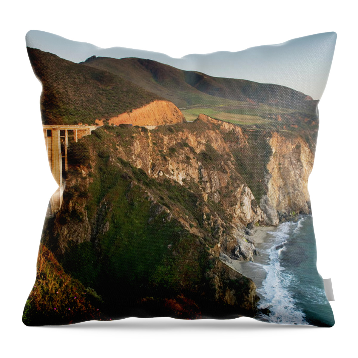 Tranquility Throw Pillow featuring the photograph Bixby Bridge Big Sur California by Alan Majchrowicz