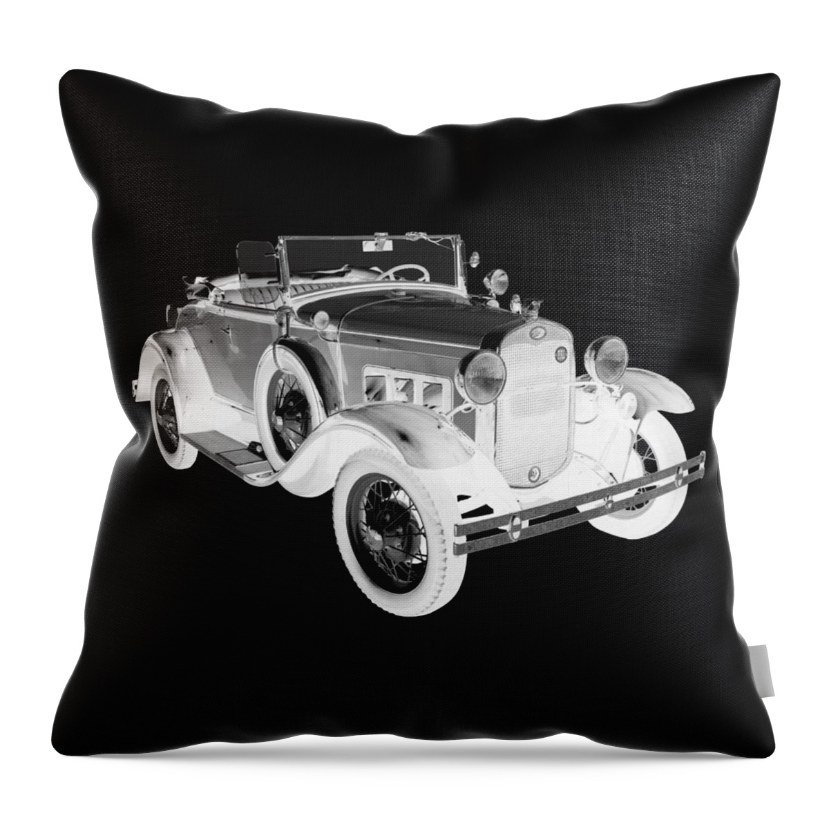 Antique Throw Pillow featuring the photograph Black and White 1931 Ford Model A Cabriolet by Keith Webber Jr