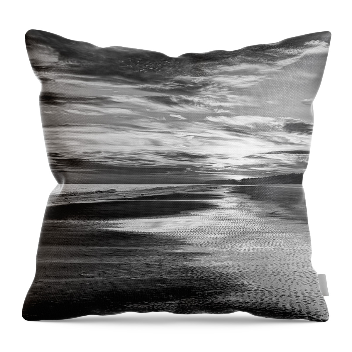 Beach Throw Pillow featuring the photograph Black and White Beach by Phill Doherty