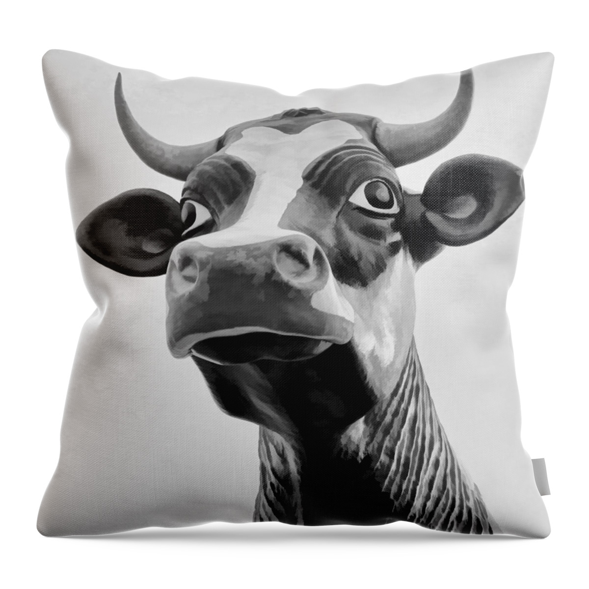 Cow Throw Pillow featuring the photograph Black and White Cow by Jenny Hudson