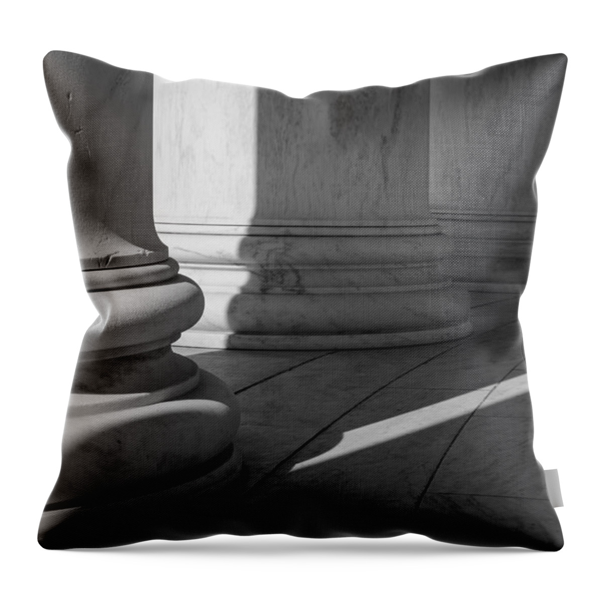 Stone Throw Pillow featuring the photograph Black and White Pillars by Brandon Bourdages
