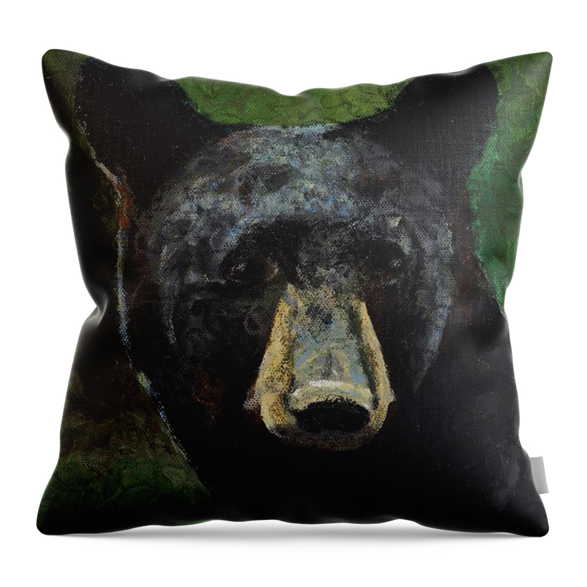 Wildlife Throw Pillow featuring the painting Black Bear by C Ryan Pierce