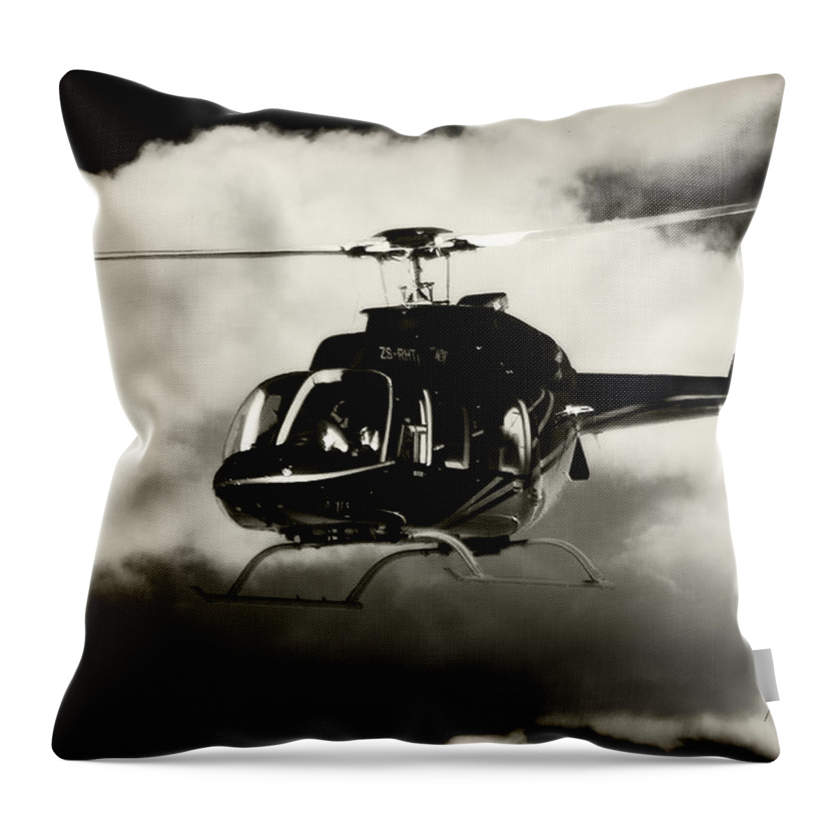 Bell 407 Throw Pillow featuring the photograph Black Bell by Paul Job