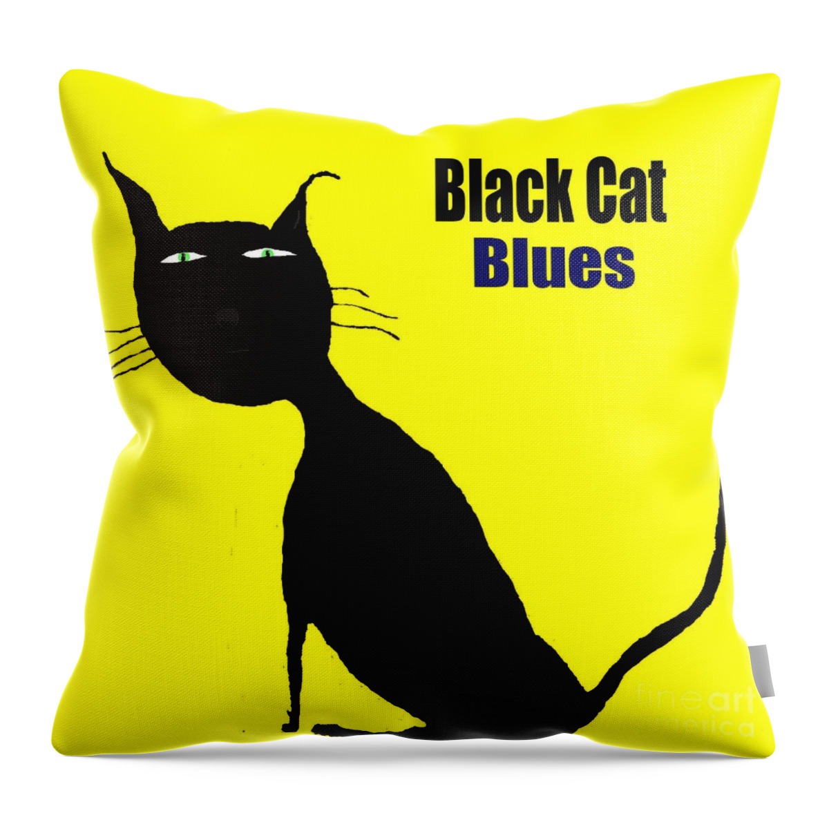 Cat Throw Pillow featuring the painting Black Cat Bluse by James and Donna Daugherty