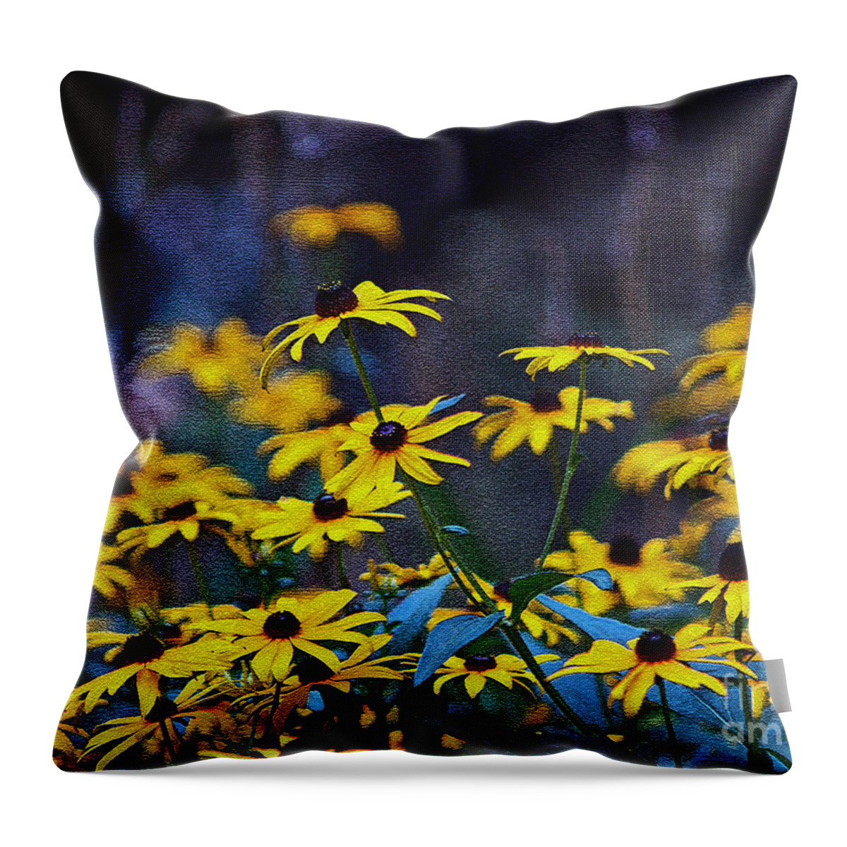 Mixed Media Art Throw Pillow featuring the photograph Black-Eyed Susans by Patricia Griffin Brett