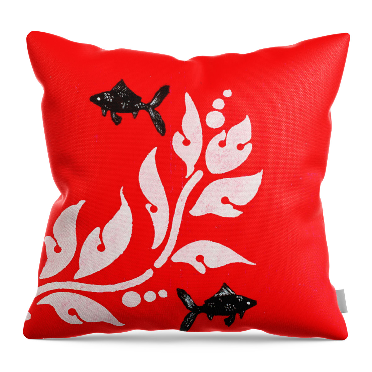  Throw Pillow featuring the painting Black fish left by Stefanie Forck