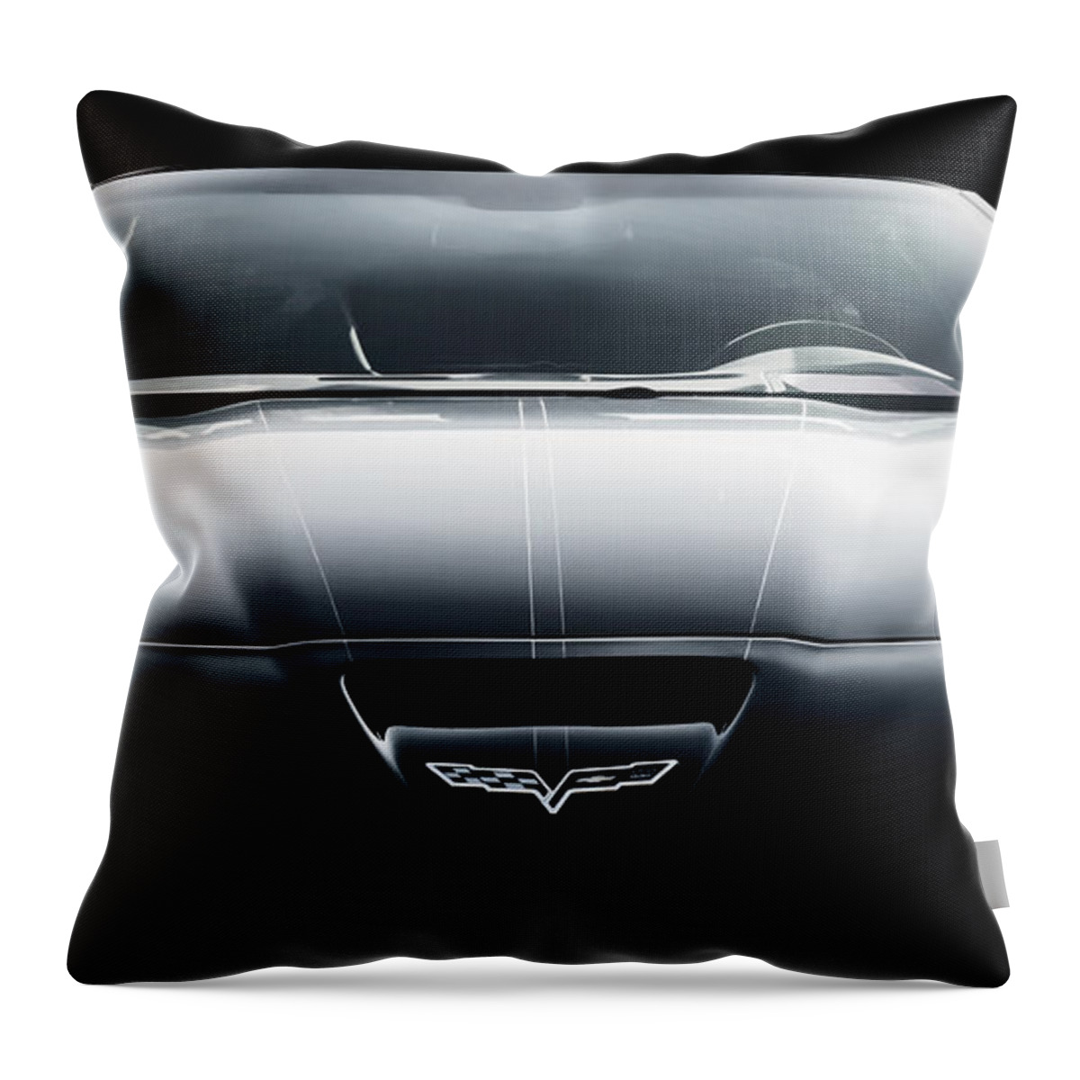 Black Throw Pillow featuring the digital art Black Grand Sport Corvette by Douglas Pittman