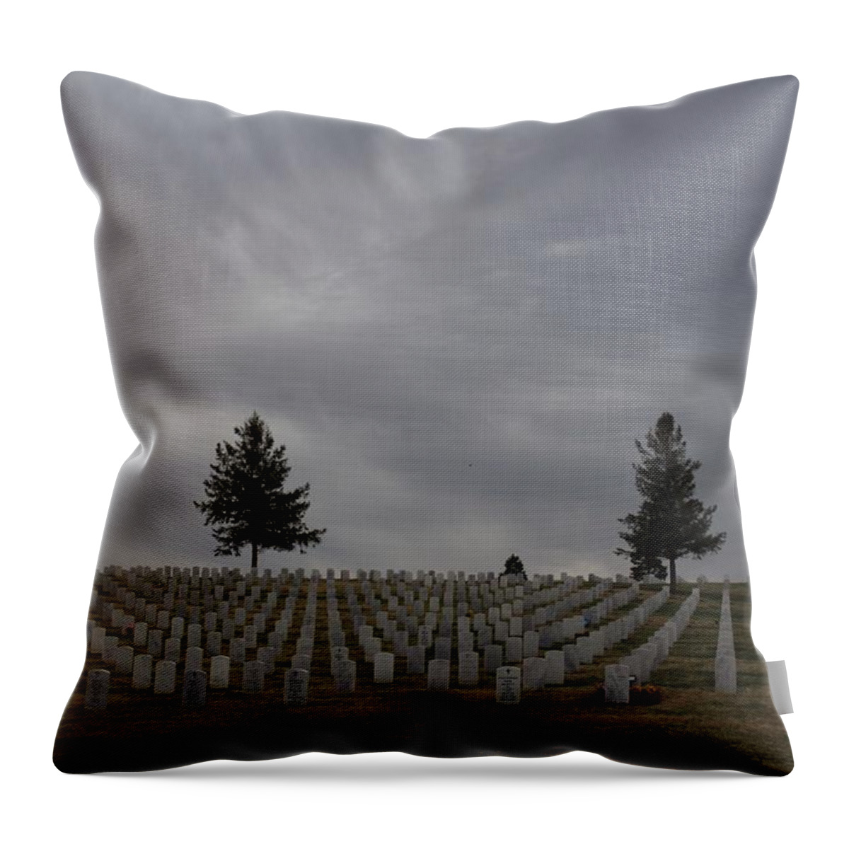 Black Hills Throw Pillow featuring the photograph Black Hills Cemetery by Suzanne Lorenz