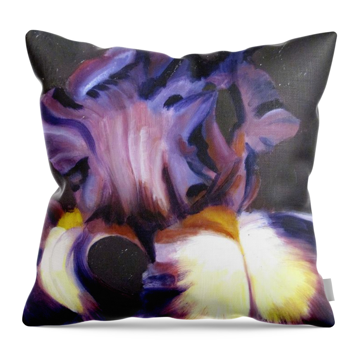 Iris Throw Pillow featuring the painting Black Iris by Vicki Ross