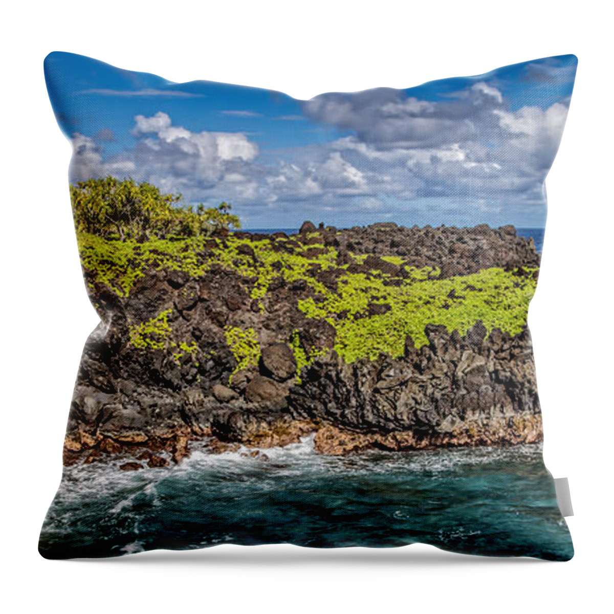 Hawaii Throw Pillow featuring the photograph Black Sand Beach Maui Hawaii by Edward Fielding