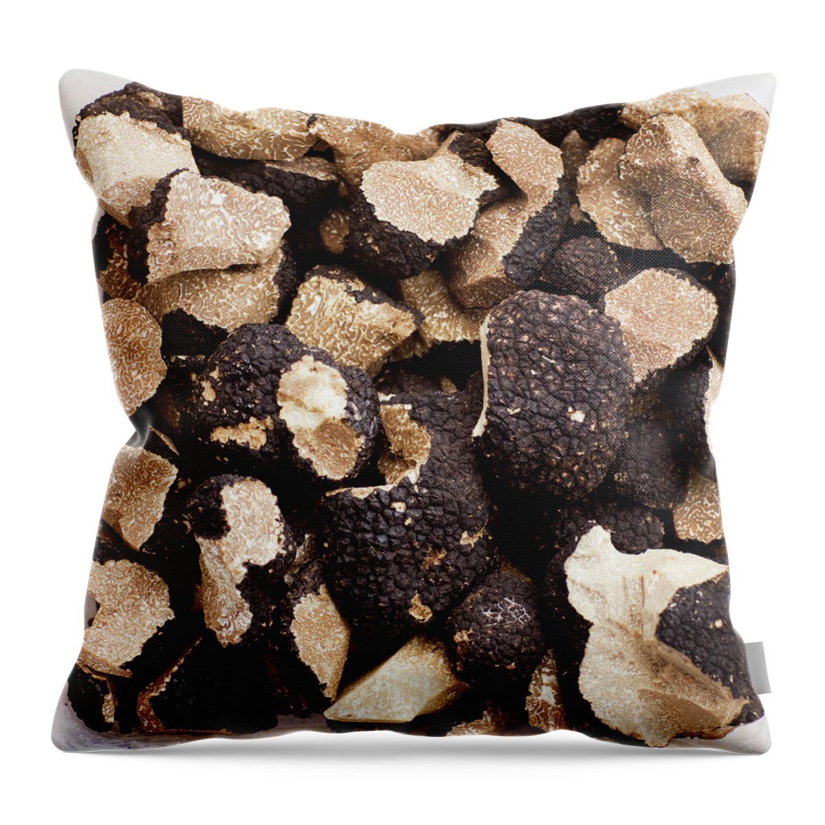 Gotland Throw Pillow featuring the photograph Black Truffles On White Background by Johner Images