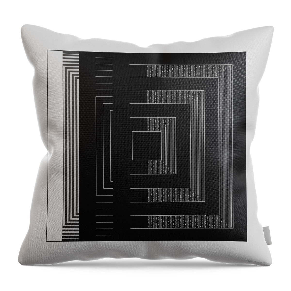 Geometric Throw Pillow featuring the digital art Black White Gray Square Geometric by Judi Suni Hall