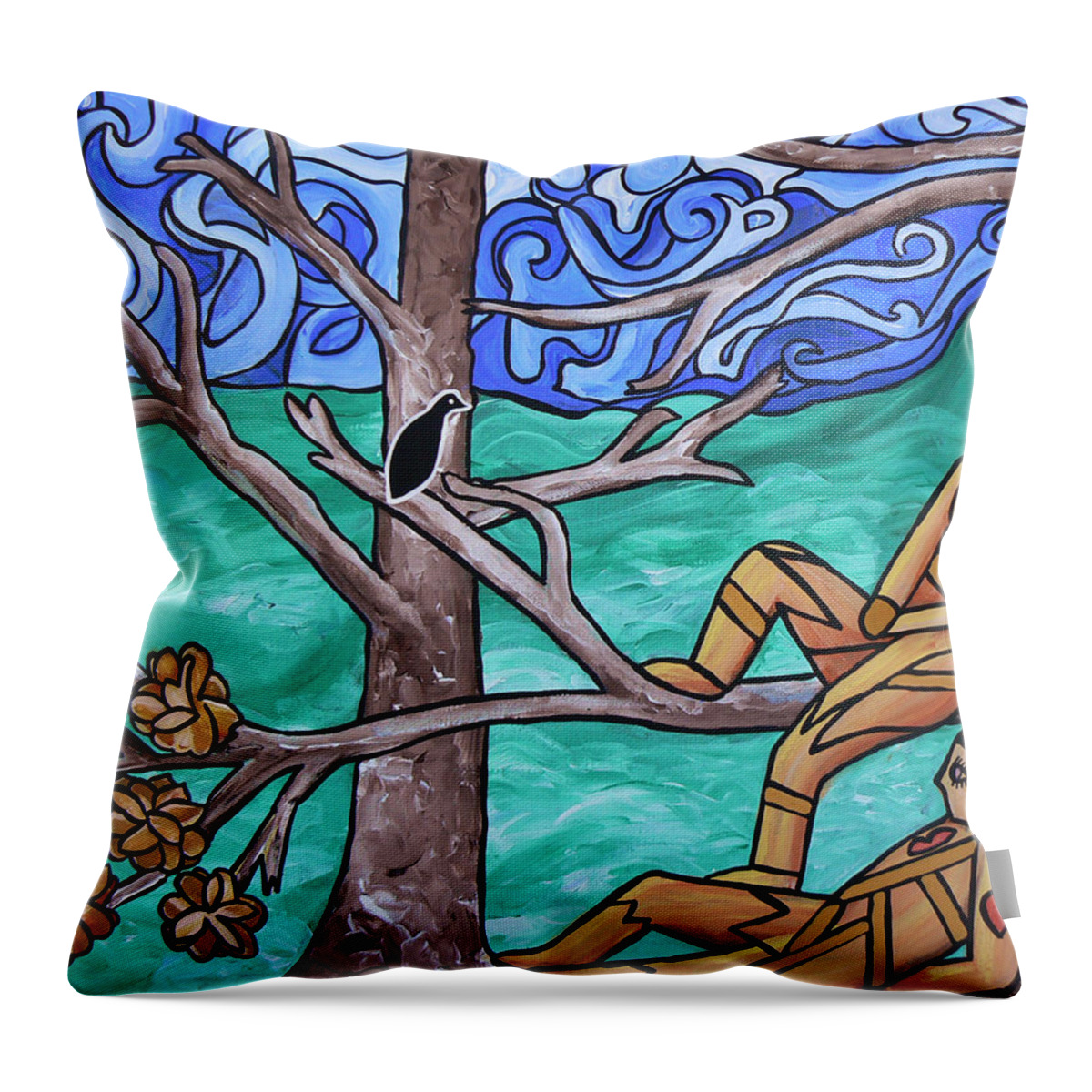 Painting Throw Pillow featuring the painting Blackbird Singing by Barbara St Jean