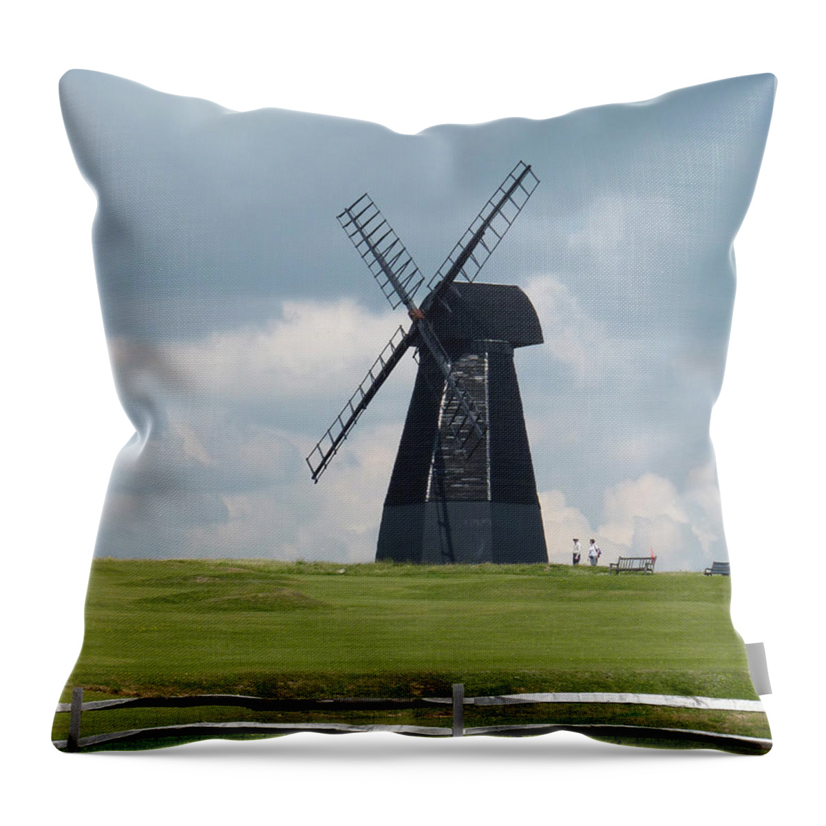 Rottingdean Throw Pillow featuring the photograph Rottingdean Windmill - Sussex - England by Phil Banks