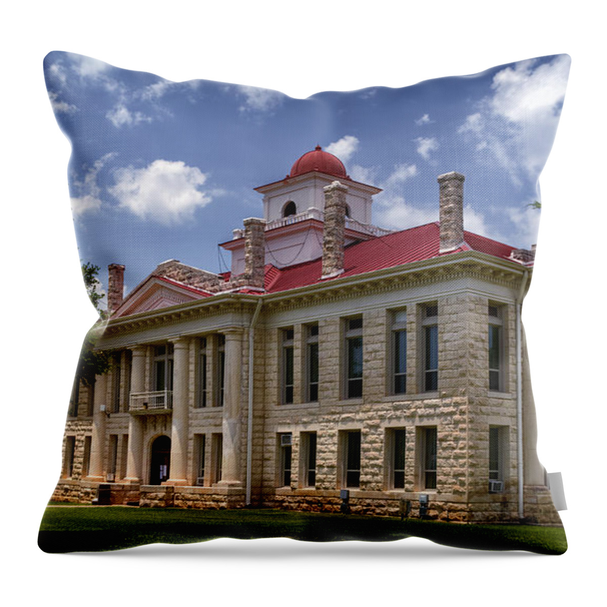 Joan Carroll Throw Pillow featuring the photograph Blanco County Courthouse by Joan Carroll