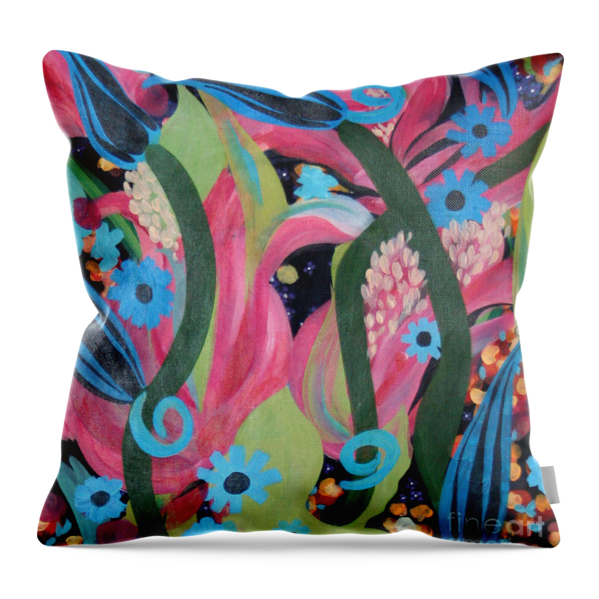 #floral Throw Pillow featuring the painting Bliss by Jacquelinemari