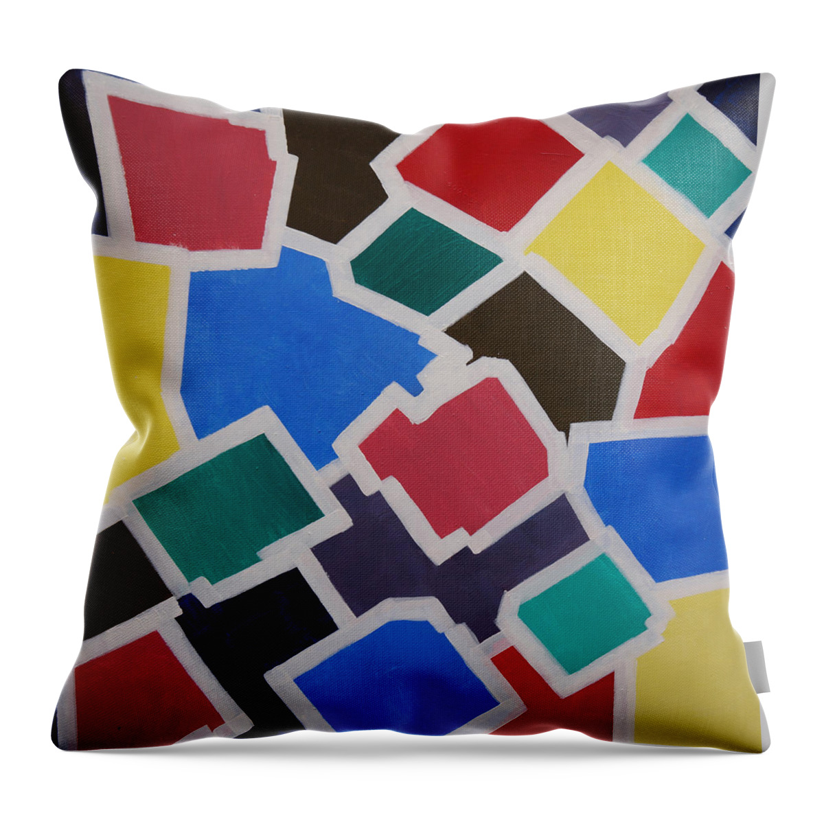 Acrylic Throw Pillow featuring the painting Outside the Box by Sergey Bezhinets