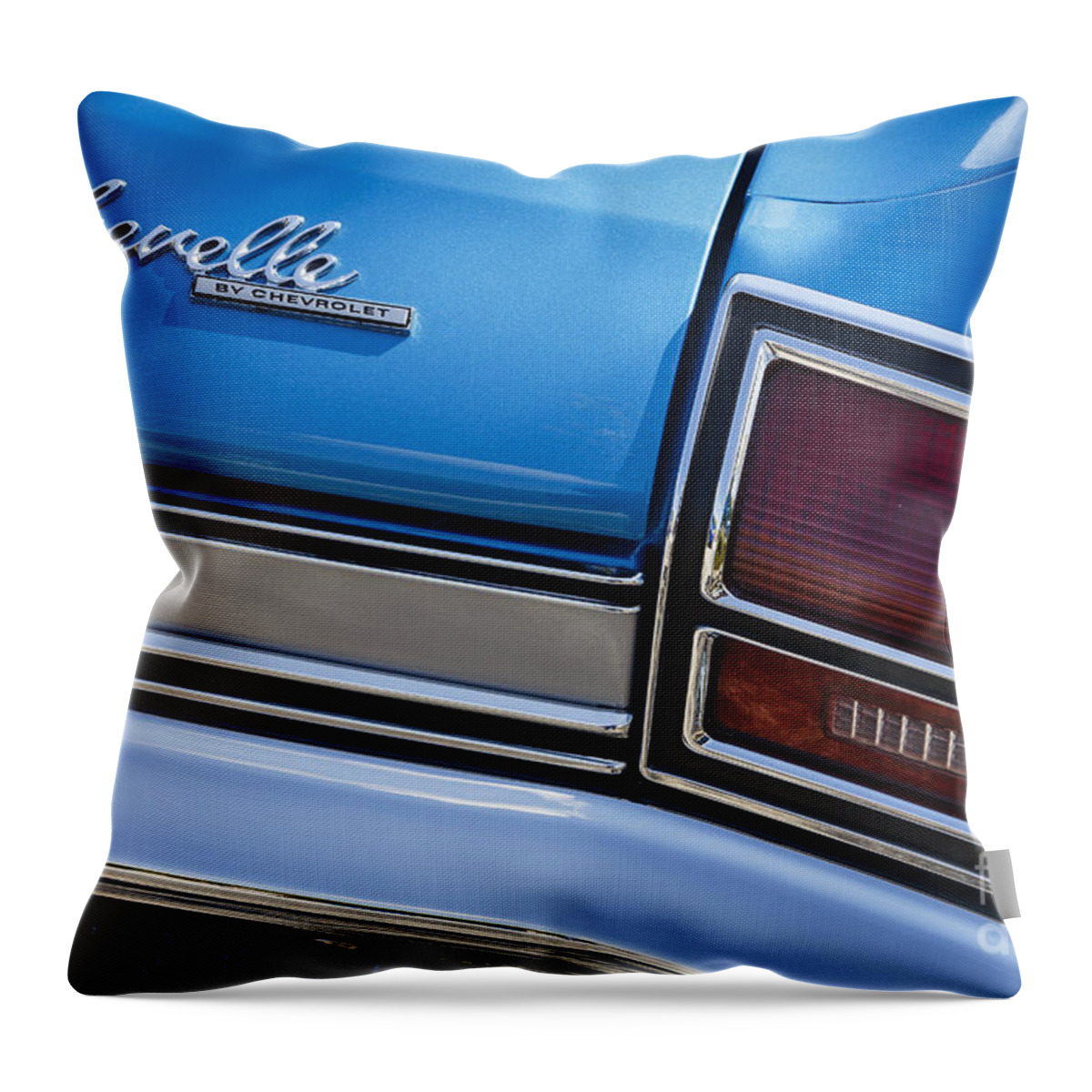 1969 Chevelle Throw Pillow featuring the photograph Blue 1969 Chevelle by Dennis Hedberg