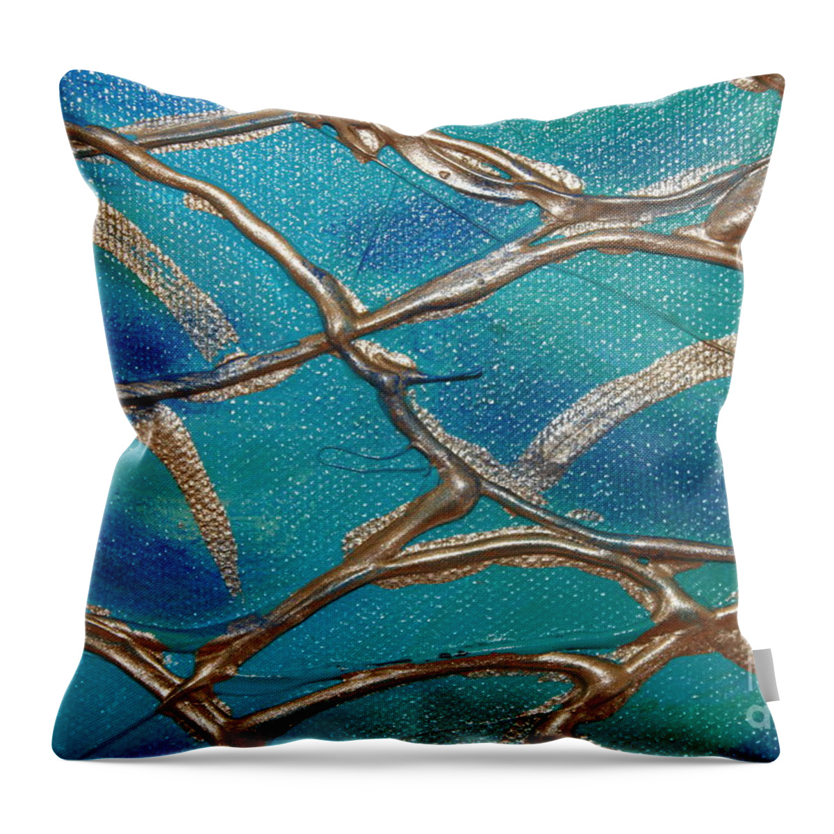 Blue Throw Pillow featuring the photograph Blue and Gold Abstract by Cynthia Snyder