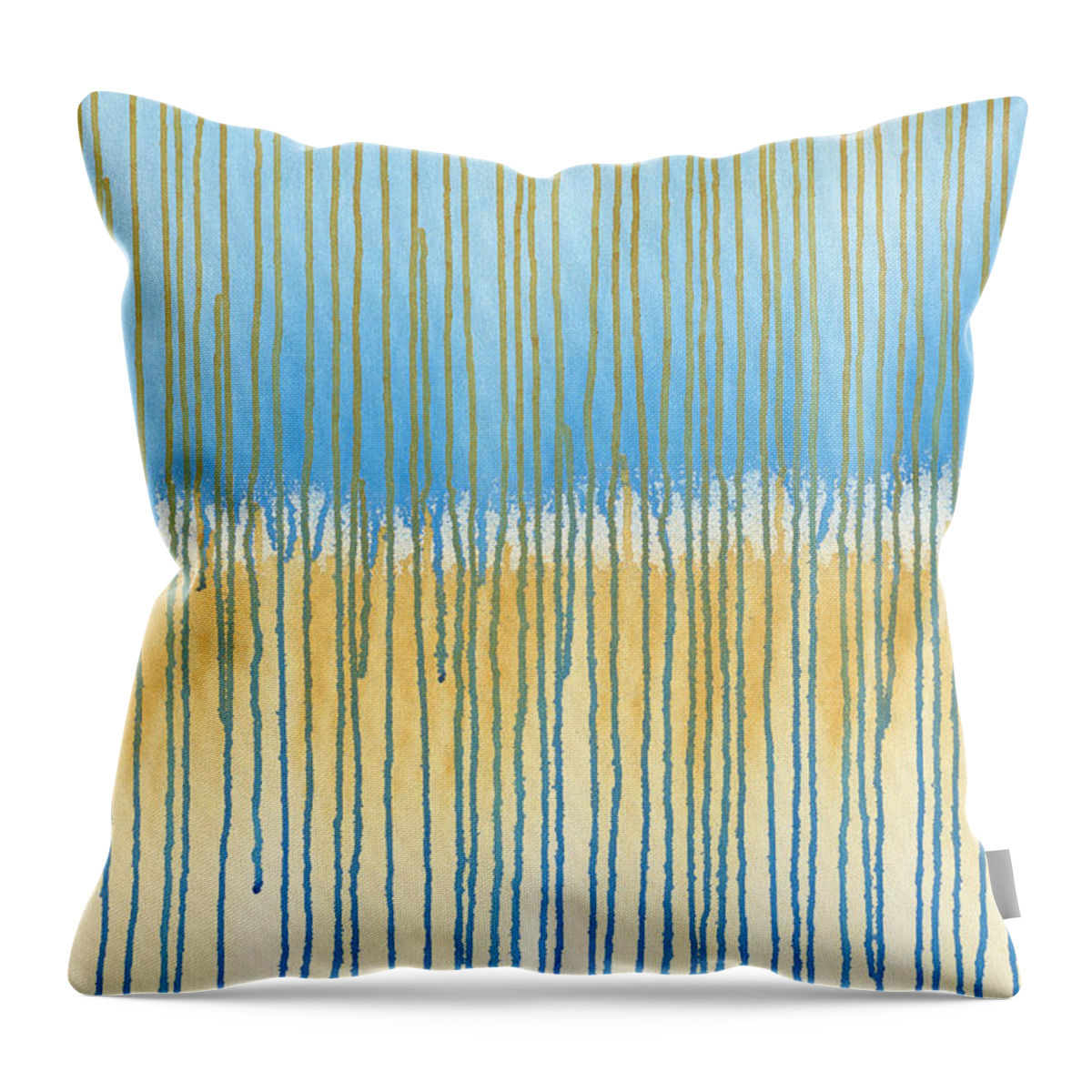 Abstract Throw Pillow featuring the painting Blue and Gold by Lynn Hansen