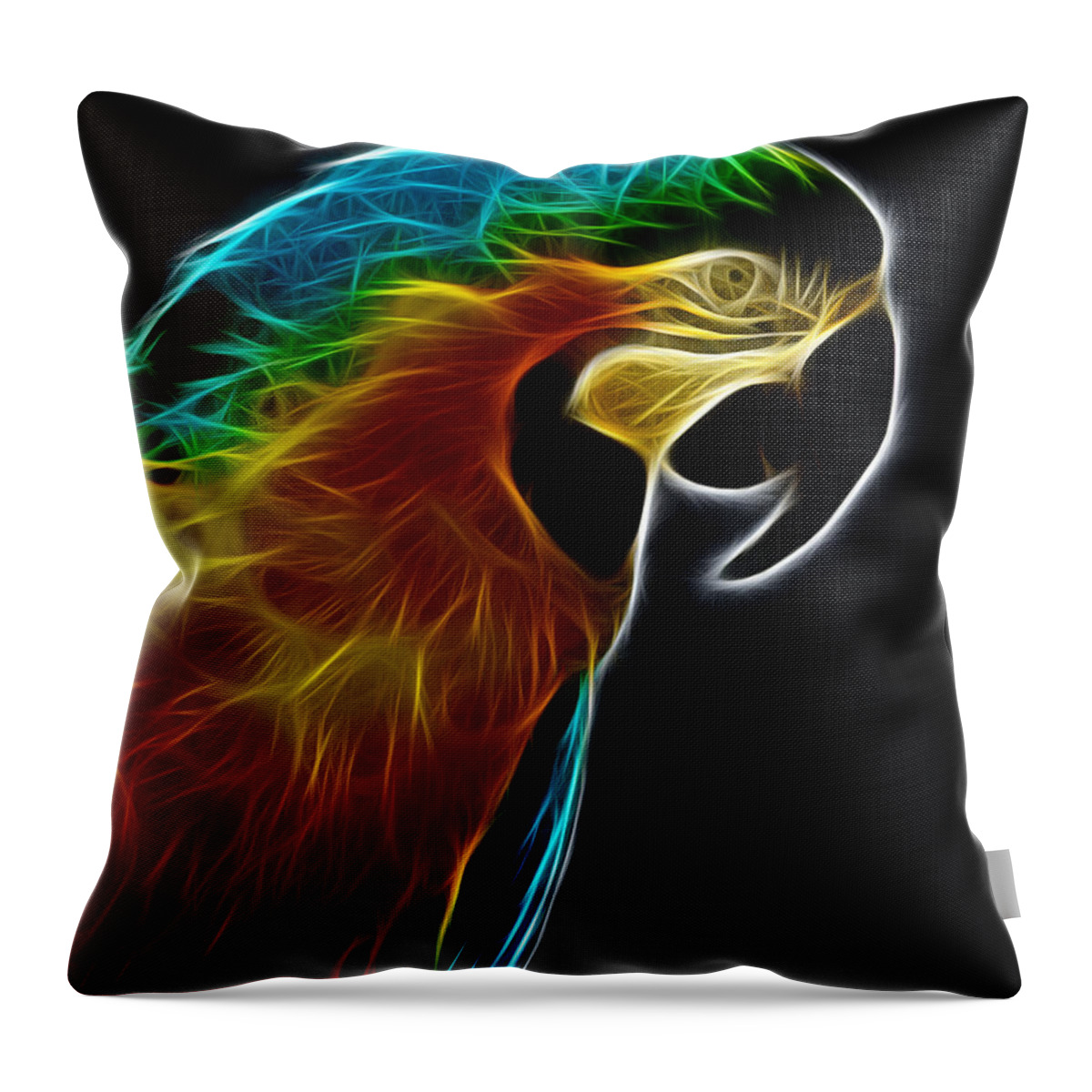 Macaw Throw Pillow featuring the photograph Blue and Gold Macaw Frac by Bill Barber