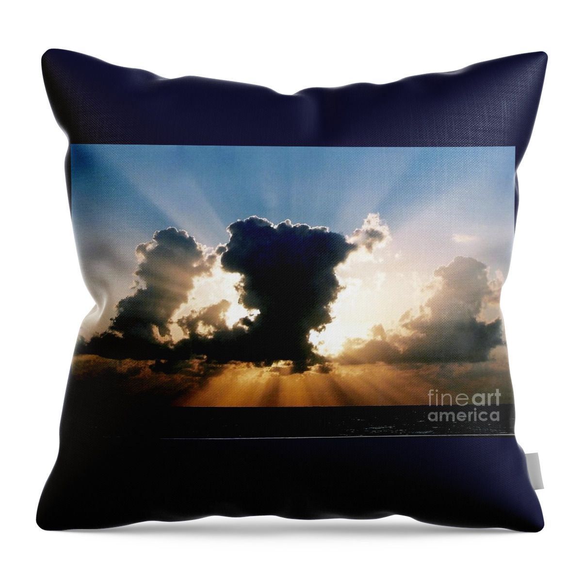 New Orleans Photography Throw Pillow featuring the photograph Blue and Gold Rays Sunset In The Gulf of Mexico Off The Coast Of Louisiana by Michael Hoard