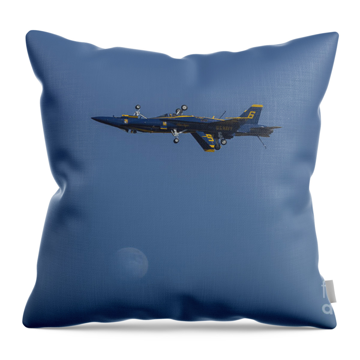 Us Navy Throw Pillow featuring the photograph Blue Angels Double Over Moon 1 by D Wallace