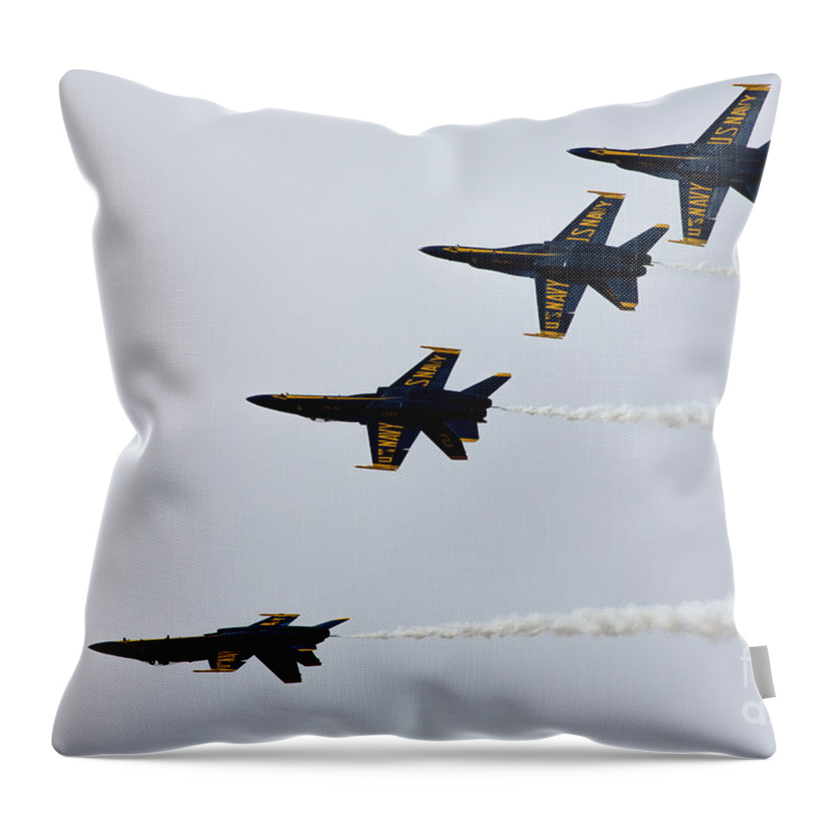 Blue Angels Throw Pillow featuring the photograph Blue Angels Tuck Under Break by John Daly