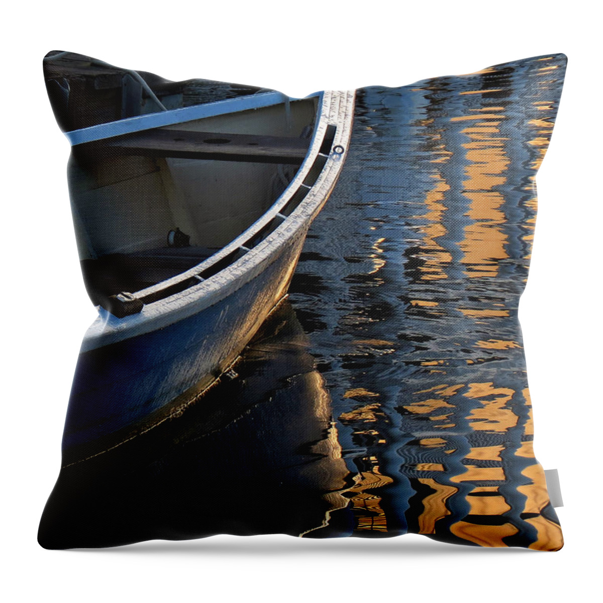 Boat Throw Pillow featuring the photograph Blue Boat Morning by Deborah Smith