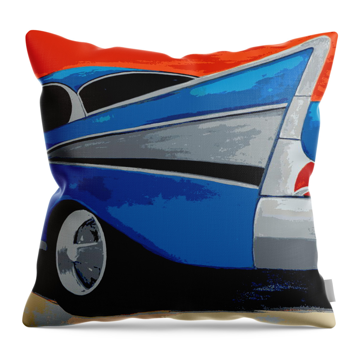 Chevy Throw Pillow featuring the painting 1957 Chevy Bel Air #2 by Katy Hawk
