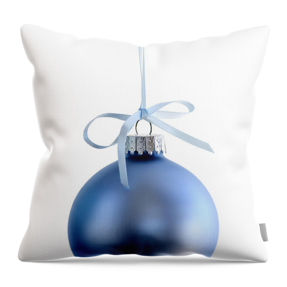 Christmas Throw Pillow featuring the photograph Blue Christmas bauble 2 by Elena Elisseeva