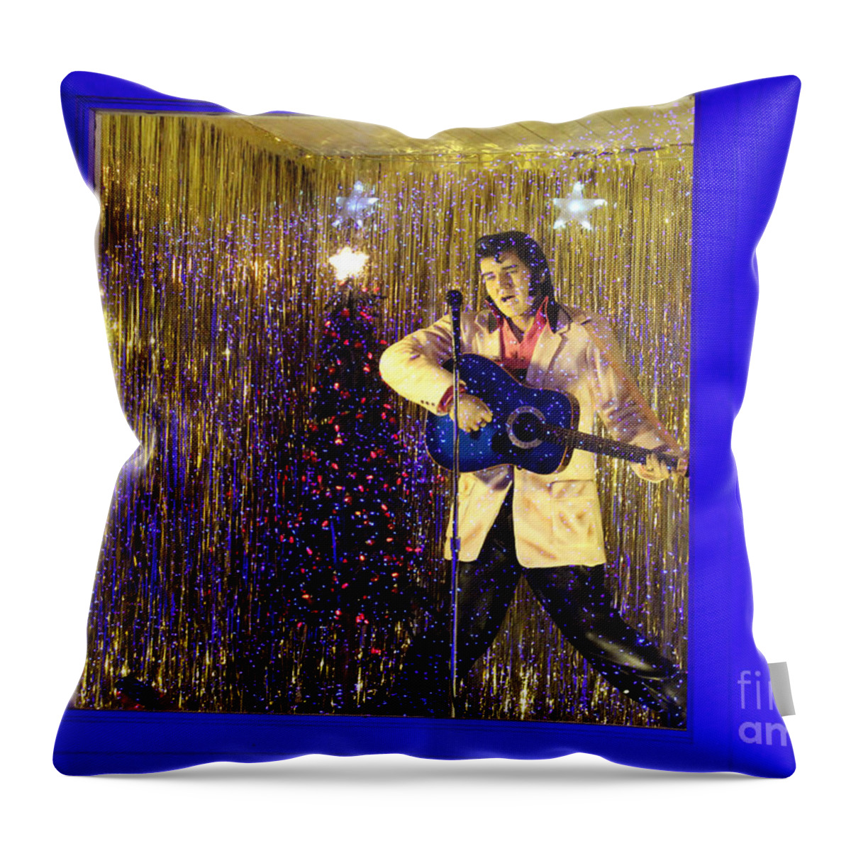 Elvis Presley Memorabilia Throw Pillow featuring the photograph Blue Christmas Without Elvis by Kathy White