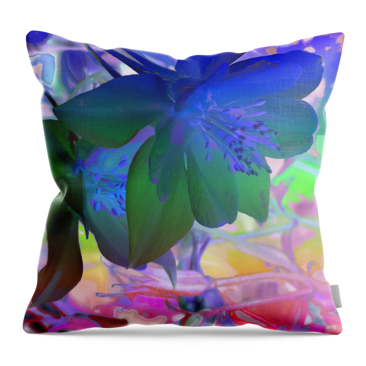 Blue Columbine Throw Pillow featuring the photograph Blue Columbine by Mike Breau