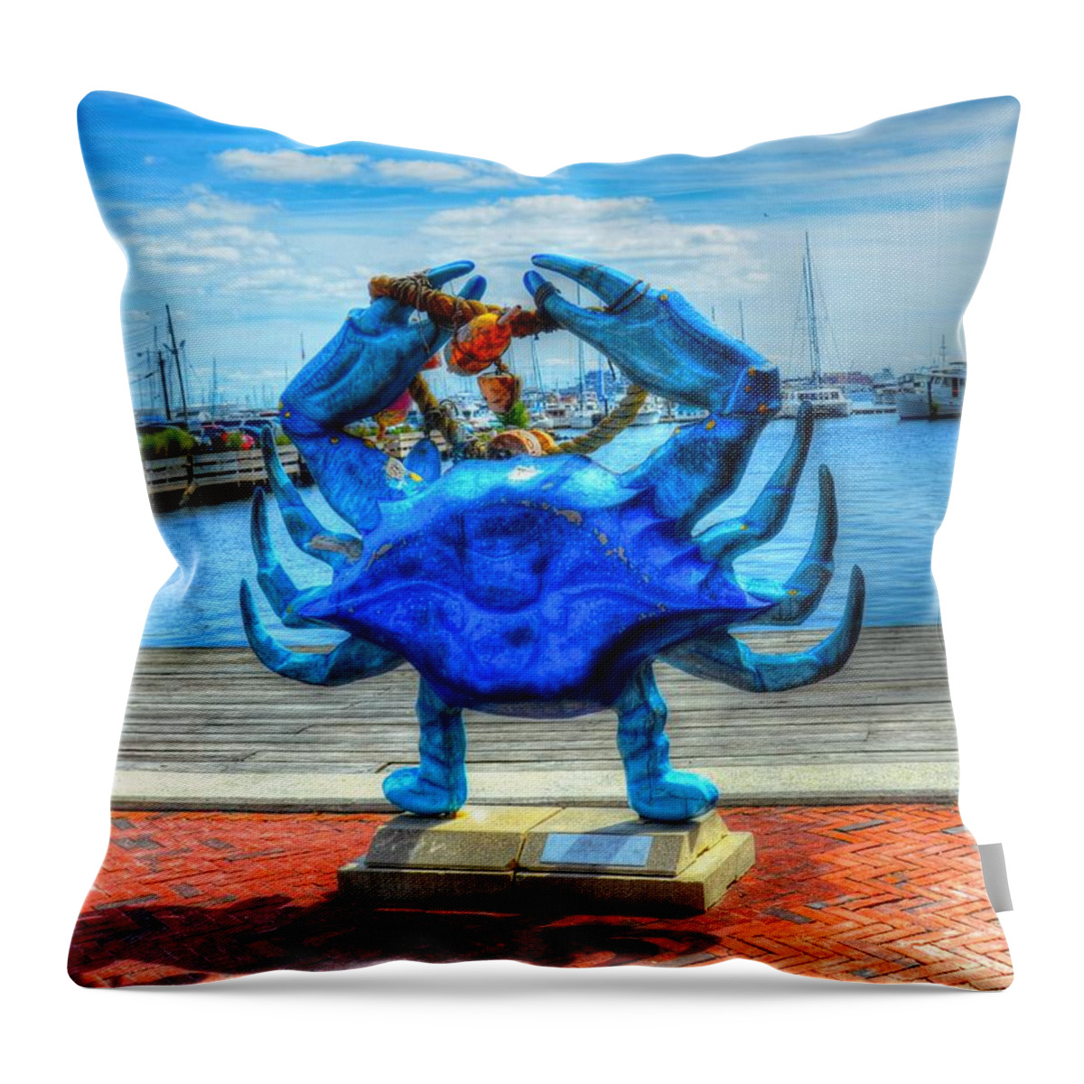 Crab Throw Pillow featuring the photograph Blue Crab by Debbi Granruth