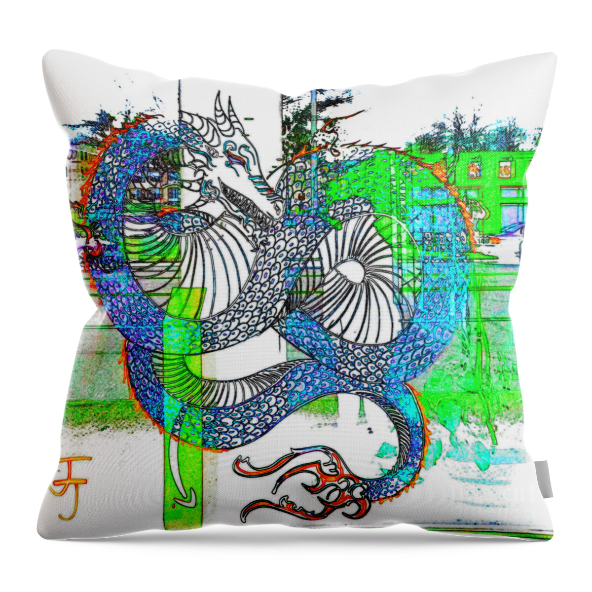Blue Throw Pillow featuring the photograph Blue Dragon by Kelly Awad