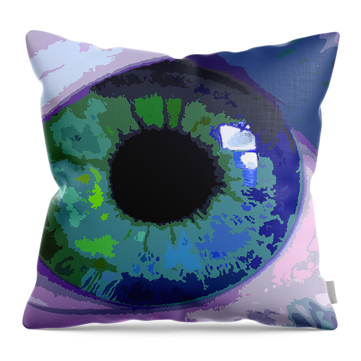 Multicolor Throw Pillow featuring the digital art Blue Eye Abstract by Deborah Smith