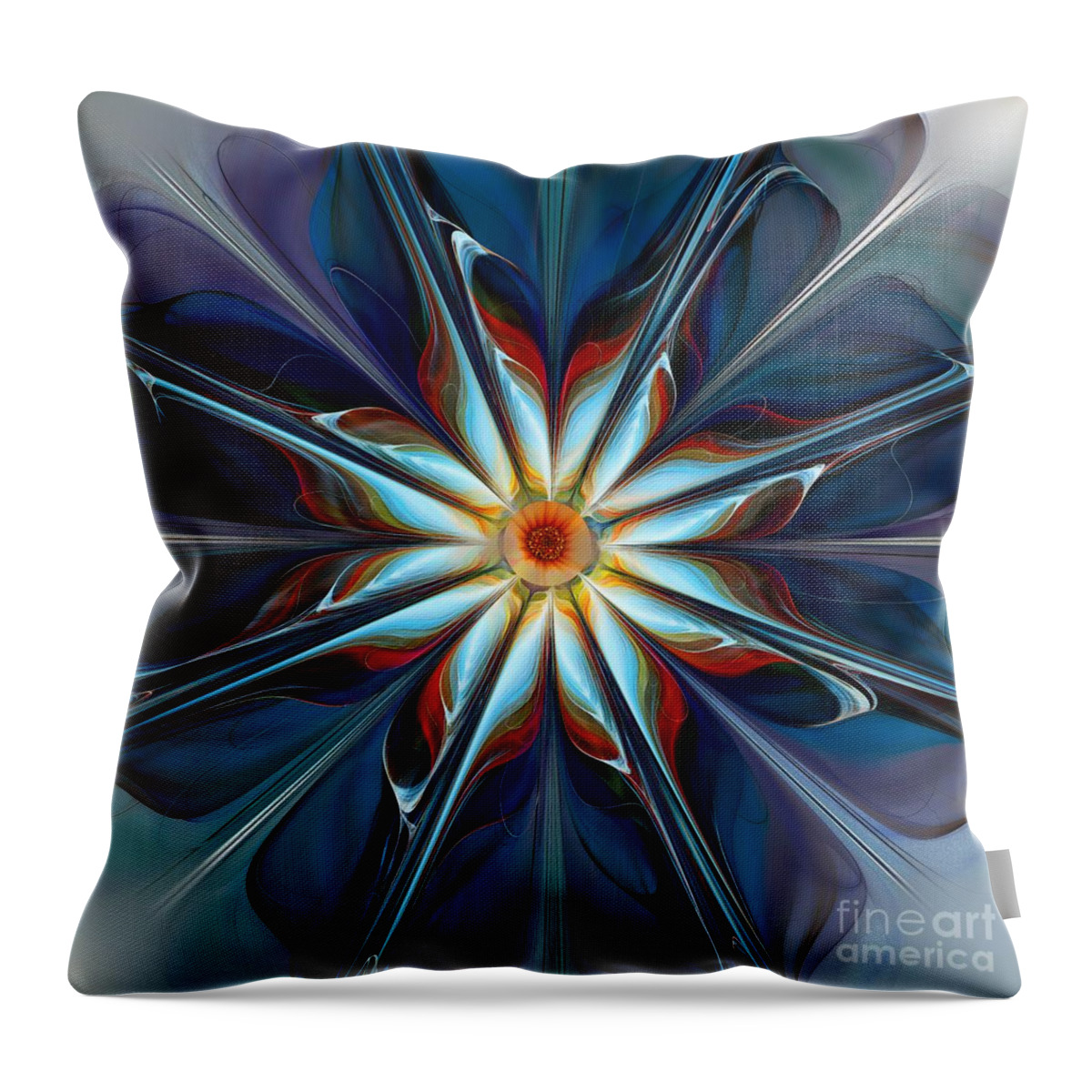Abstract Throw Pillow featuring the digital art Blue Flower by Klara Acel