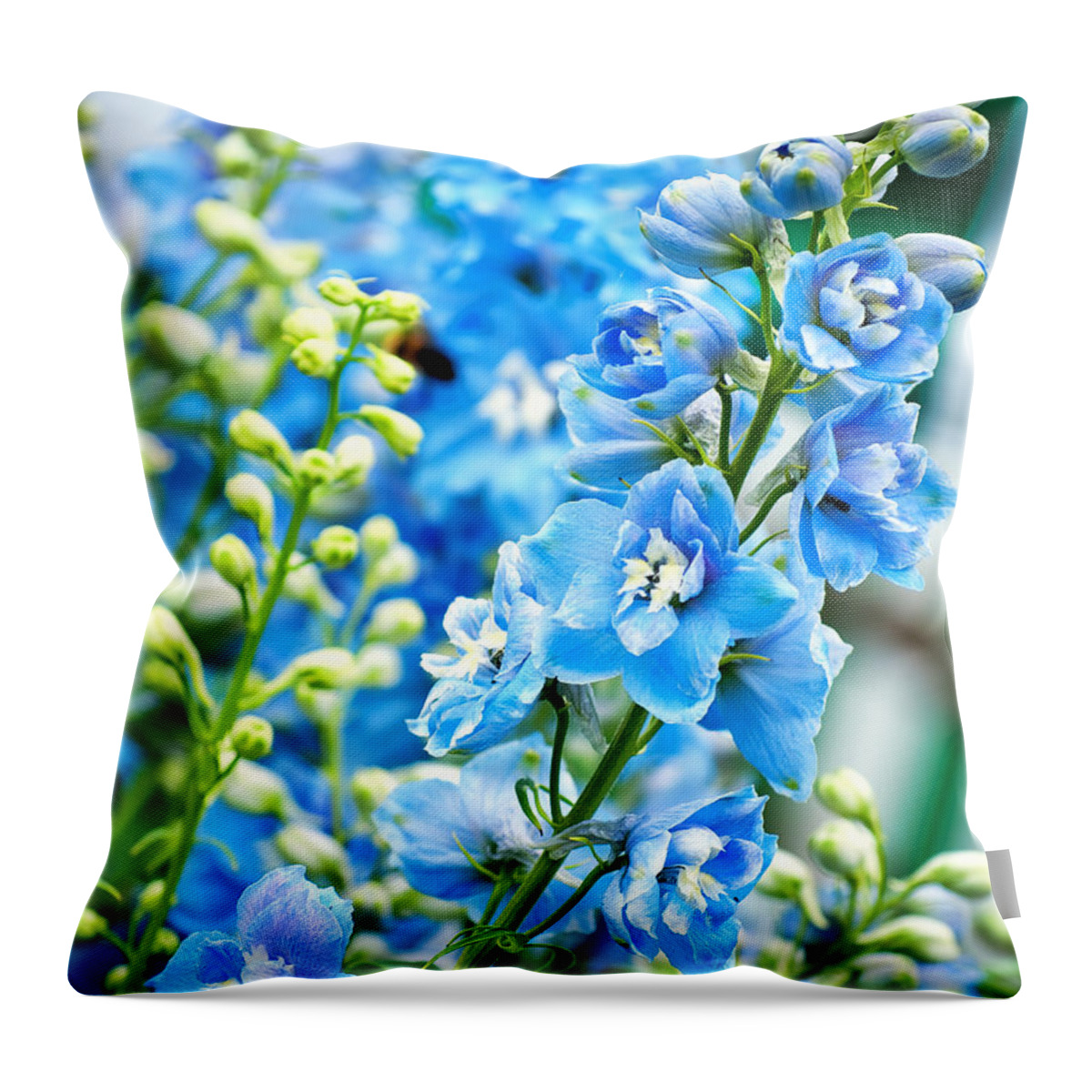 Natural Throw Pillow featuring the photograph Blue Flowers by Antony McAulay