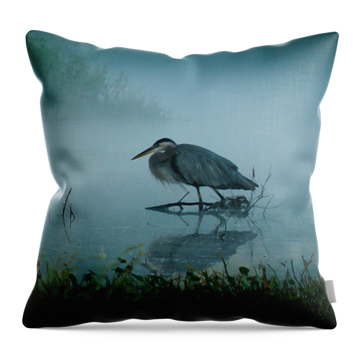 Nature Throw Pillow featuring the photograph Blue Heron Morning by Deborah Smith