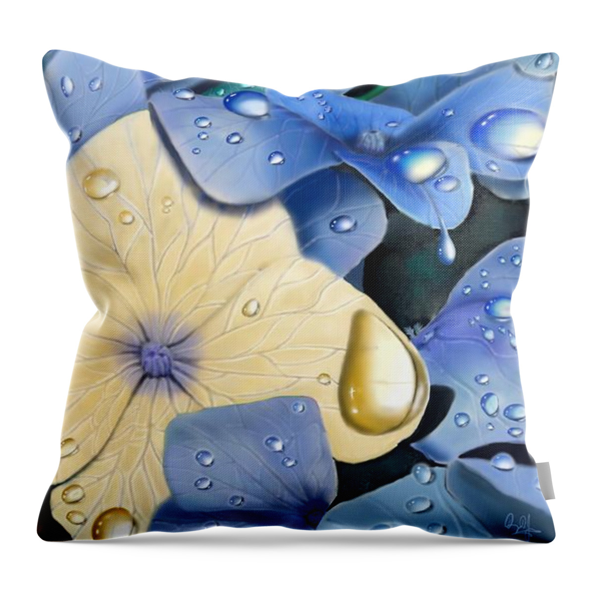 Plants Throw Pillow featuring the digital art Blue Hydrangeas by Douglas Day Jones