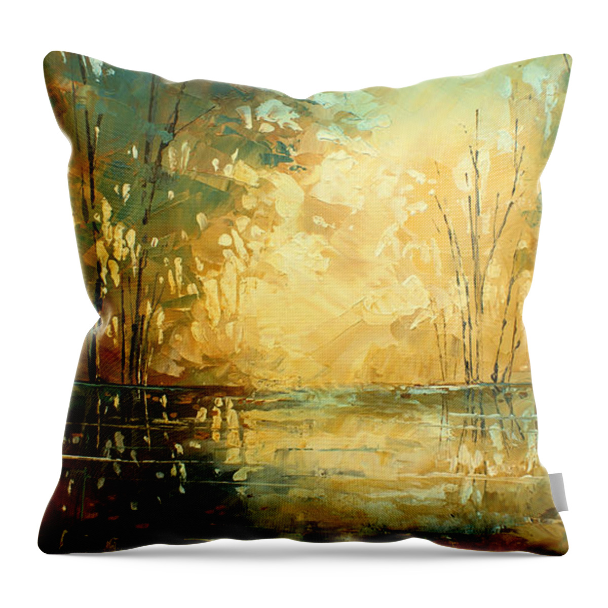 Palette Knife Throw Pillow featuring the painting 'Blue Lagoon 2' by Michael Lang