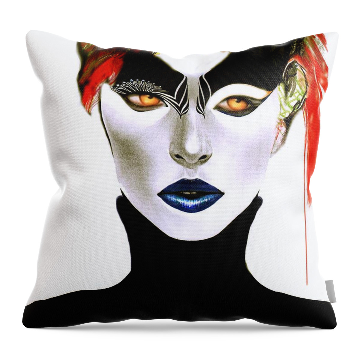 Art Throw Pillow featuring the digital art Blue Lips by Rafael Salazar