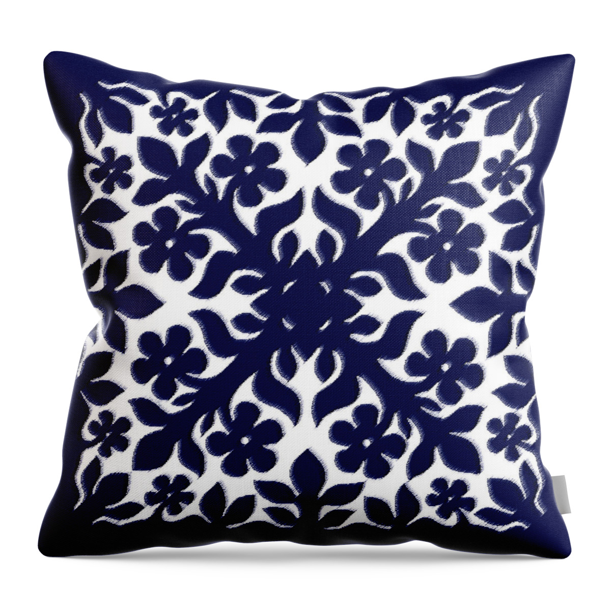 Hawaii Iphone Cases Throw Pillow featuring the digital art Blue Plumeria Quilt by James Temple