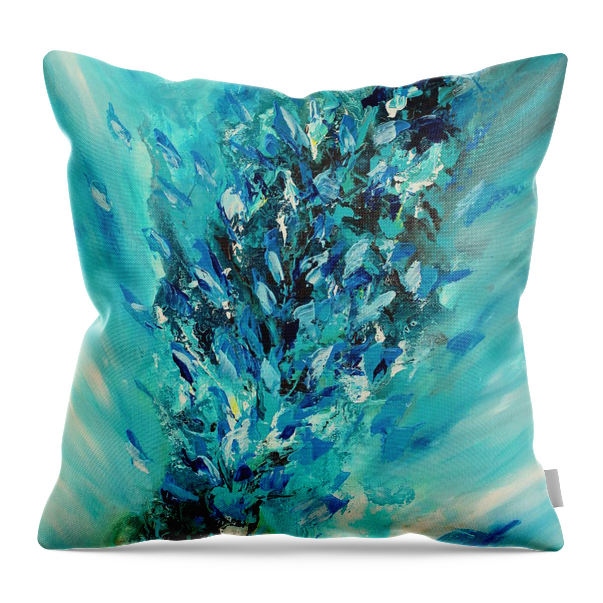 Swirl Throw Pillow featuring the painting Blue Power by Preethi Mathialagan