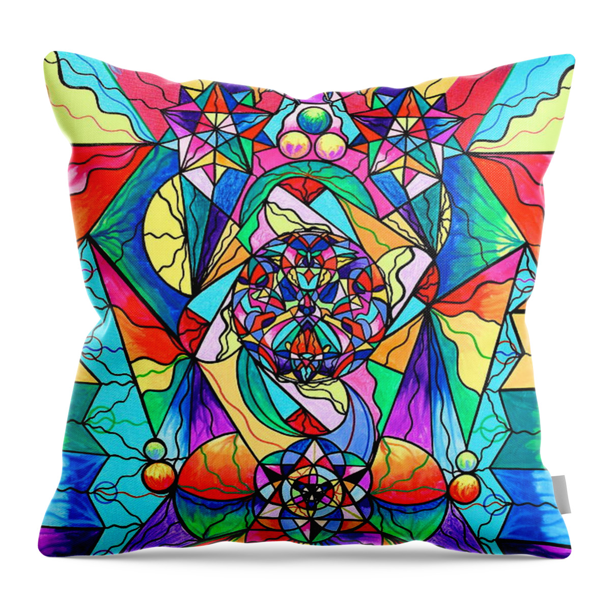 Vibration Throw Pillow featuring the painting Blue Ray Transcendence Grid by Teal Eye Print Store