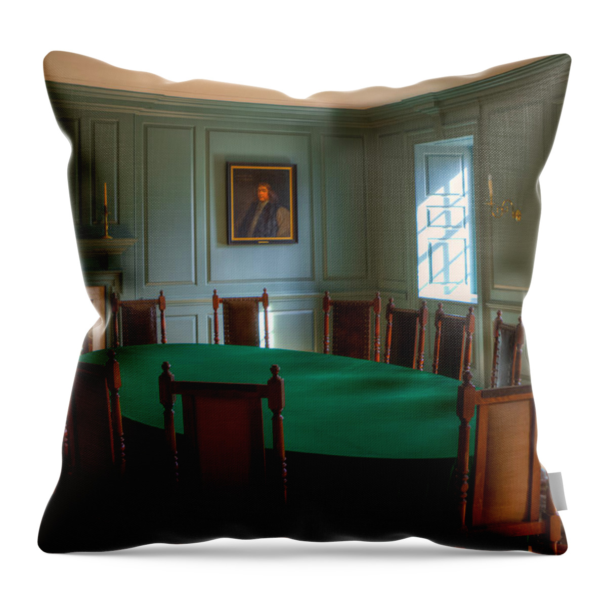 William & Mary Throw Pillow featuring the photograph Blue Room 2 Wren Building by Jerry Gammon