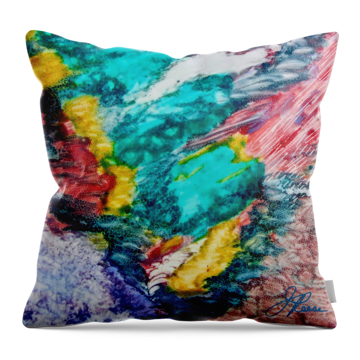 Abstract Painting Throw Pillow featuring the painting Blue Rush by Joan Reese