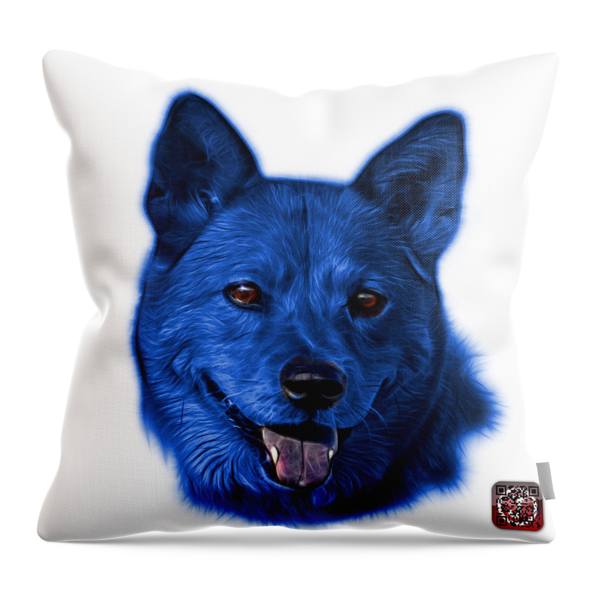 Shiba Inu Throw Pillow featuring the mixed media Blue Shiba Inu Dog Art - 8555 - WB by James Ahn