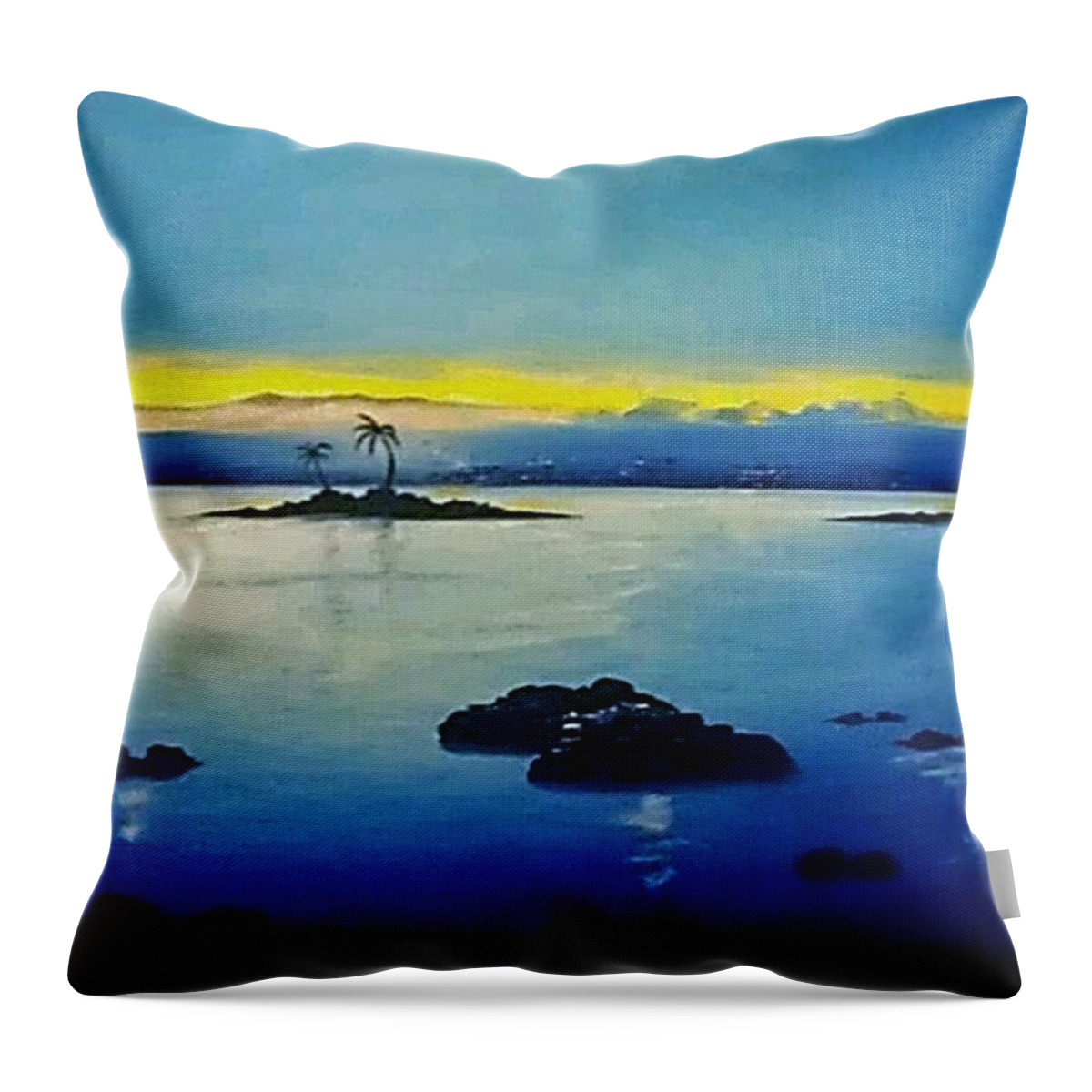 Island Throw Pillow featuring the painting Blue Skies by Kelly M Turner