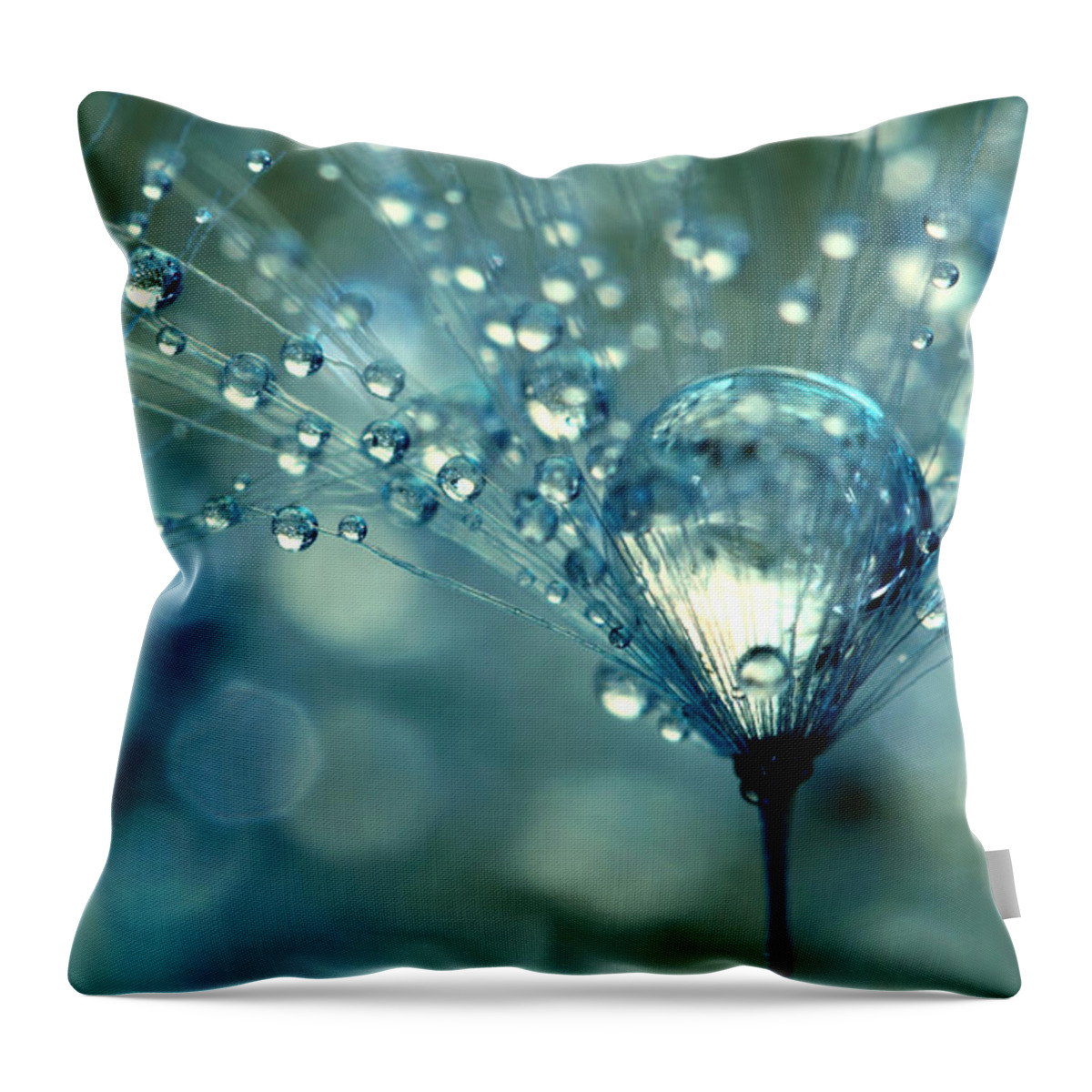 Dandelion Throw Pillow featuring the photograph Blue Sparkles by Sharon Johnstone